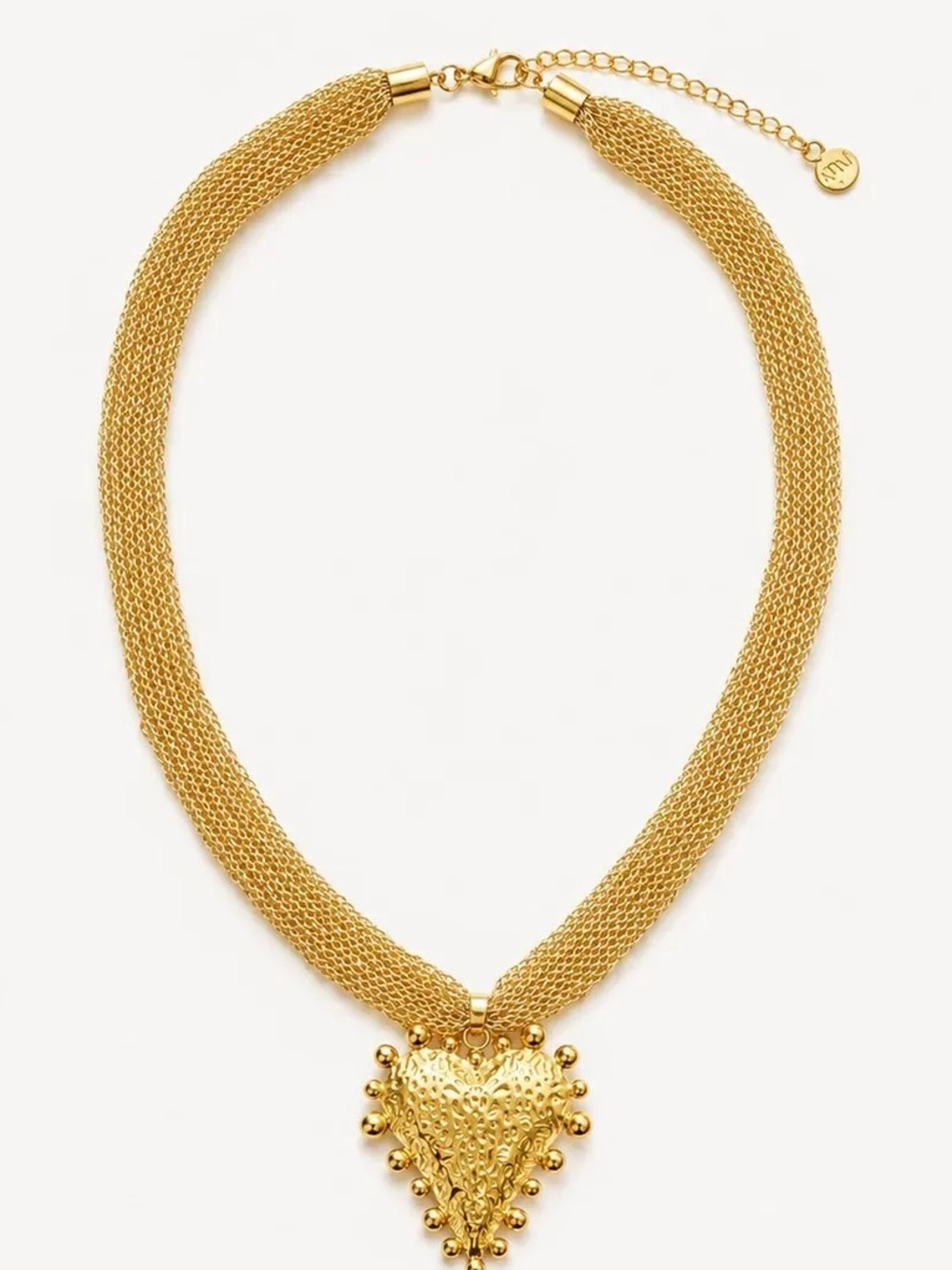 Gold Mesh Heart Pendant Necklace -Mayamar Designer Style 24kt mesh